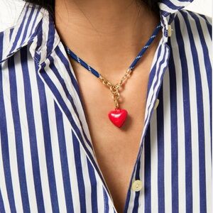 ROXANNE ASSOULIN The Happy Cord Charm Necklace Blue & Red